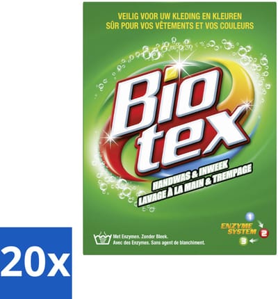 20 x Biotex Handwas & Inweek Poeder 720 gr - Handwas - Inweek Waspoeder - Biologisch Wasmiddel - Enzymen - Veilig Voor Stof