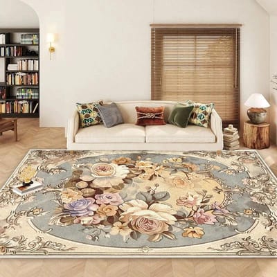 Bloementapijten in Scandinavische stijl voor woonkamer Hoogwaardige bloemendecoratie Slaapkamer Grote oppervlaktekleden Antislip Lobby Sofa-gebied Matten 60*90cm