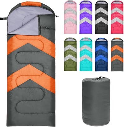 Famanu - Slaapzak voor volwassenen, ultralicht, compact, 3-4 seizoenen, licht, winterslaapzak, waterdicht, voor kamperen en wandelen (Donkergrijs)
