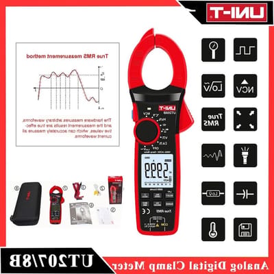 Digitale Tangmeter - Ampèremeter Tang Stroomtang - Stroom Meten - True RMS - 1000A - Rood