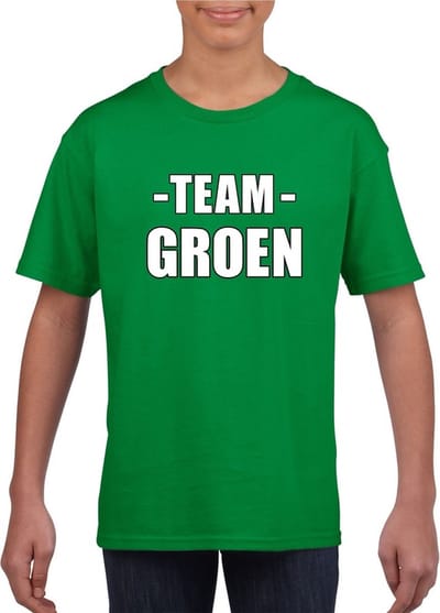 Sportdag team groen shirt kinderen 110/116