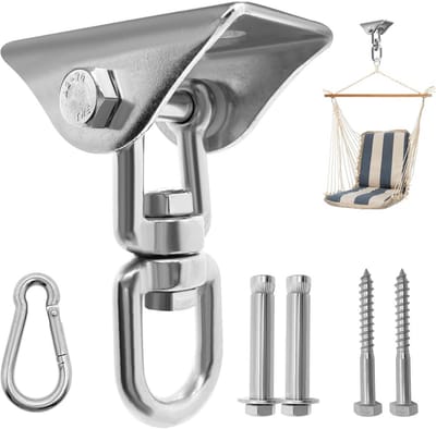 Plafondhaak Zware Lasten - Ophanghaak RVS - Hangmat Schommel - 360 Graden Draaibaar - 12 8 x 8 7 cm