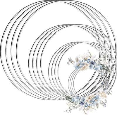 Metalen Knutselringen - Dromenvangerringen - Bloemenkrans Decoratie - Hoogwaardig Metaaldraad - 16 Stuks - Zilver