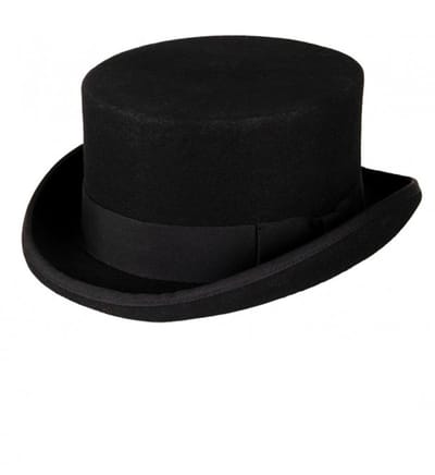 KIMU® Luxe Hoge Hoed Zwart - Laag Model - Maat 63 - 100% Wol - Heren Man - Tophat Wolvilt Hoedje Circus Bruidegom Bruiloft Detective Gangster Goochelaar Pimp Festival