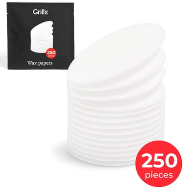 Grillx Wax Papier Hamburgerpers - 250 Stuks - Ø 11,3 - Waxpapiertjes Hamburger - Vetvrij Papier