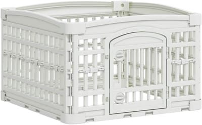 vidaXL - 4 - Paneel - Hondenren - 60 - x - 60 - x - 38 - cm - Kunststof - Wit - Opvouwbaar