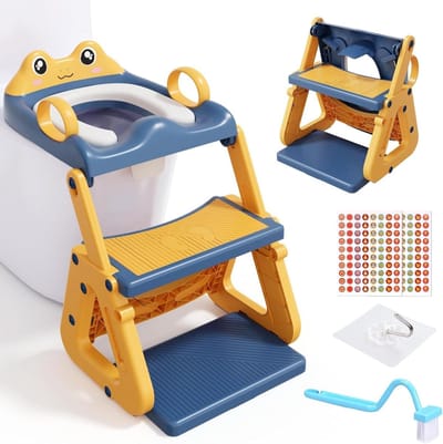 Kinder toiletbril - Zindelijkheidstrainer - Zelfstandig naar toilet - Opvouwbaar en verstelbaar - 3 in 1 functie - Blauw