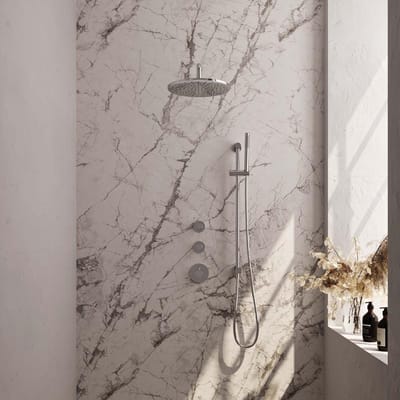 Brauer Chrome Edition Thermostatische Regendoucheset Inbouw - Hoofddouche 30 cm - Gebogen Wandarm - Handdouche Staaf - Doucheslang - Geintegreerde Glijstang - Chroom