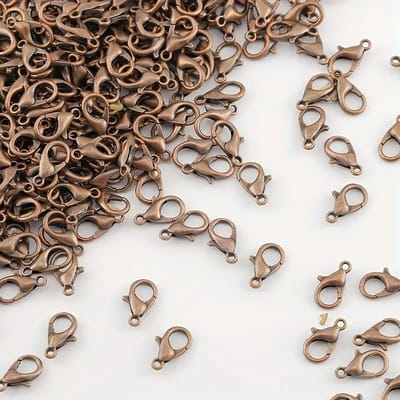 MGM Trading - 100 stuks 12*7mm Kreeftsluiting Open Ring Springring, Vintage Rood, Sieradensluiting Kreeftsluiting Voor Zelfgemaakte Armband Ketting Sieraden Maken, gouden doe-het-zelf