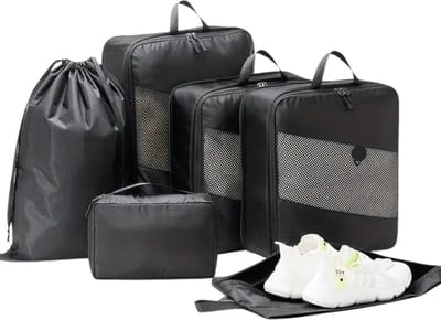 Nivard Koffer Organizer Set - Packing Cubes - Compressie - Travel - Compression - Set - Zwart