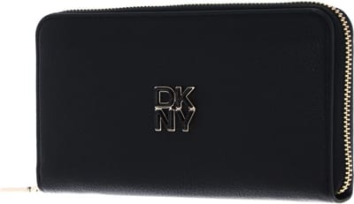DKNY Leren Portemonnee Milan Tie Zip Around Wallet Blk / Gold Zwart