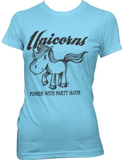 Hybris Unicorns Ponies With Party Hats Girly T-shirt dames Skyblue