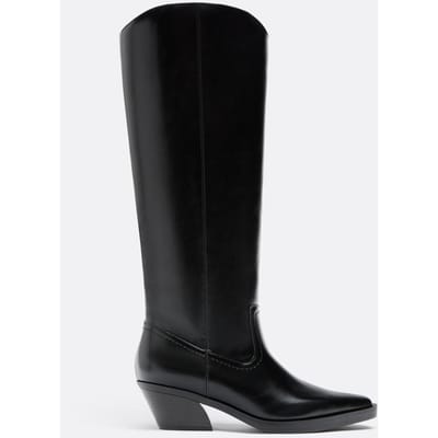 Stradivarius Zwarte cowboylaarzen met gladde schacht  Zwart 35