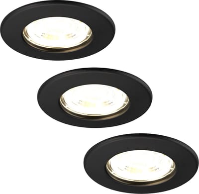 Ledvion - 3X LED Inbouwspot - Dimbaar - 5W - 2700K - Ø84mm - IP65 - Zwart
