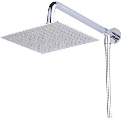 JHUBERS- Douchekop 25 cm Vierkant - Roestvrij Staal - Inclusief Doucheslang - Beugel - Montageaccessoires - Eenvoudig te Installeren - Regen Douchekop