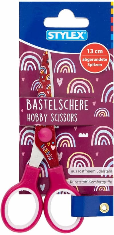 Stylex Hobby/knutsel schaar voor kinderen - kersenrood - 13 cm - papierschaar- Creatief speelgoed