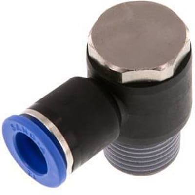 12mm x R1/2'' 90 graden L-vorm Messing/PA 66 Insteekfitting Buitendraad Draaibaar NBR