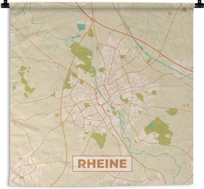 Wandkleed - Wanddoek - Plattegrond - Kaart - Rheine - Vintage - Stadskaart - 180x180 cm - Wandtapijt