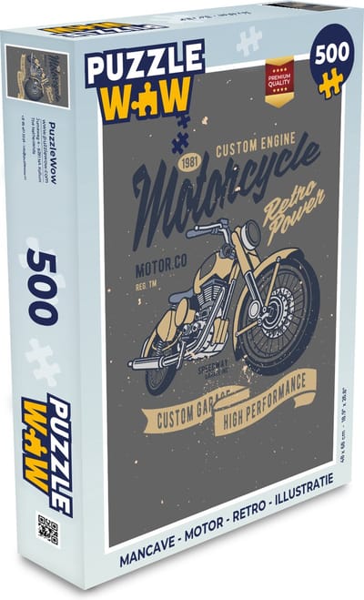 Puzzel Mancave - Motor - Retro - Illustratie - Legpuzzel - Puzzel 500 stukjes