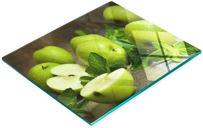 Multifunctionele decoratieve glazen snijplank voor de keuken, groene appels, 60x52 cm
