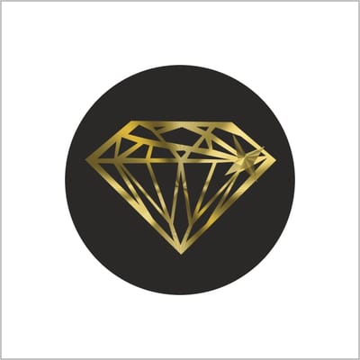 Sticker - "DIAMAND GOUD" - Etiketten - 35mm - Zwart/Goud - Sluitzegel - Sluitsticker - Premium Kwaliteit