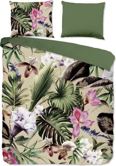 Good Morning dekbedovertrek bladeren - 2 persoons 200x200/220 cm - Groen - 100% Katoen renforc�