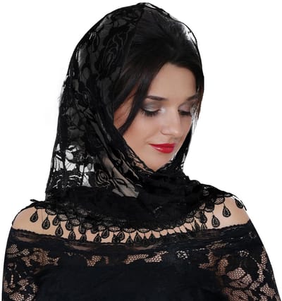 Dailygoods- Bruidsluier Kant - Hoofddoek - Sjaal - Hoofddeksel - 50 x 50 cm - Geschikt voor feesten