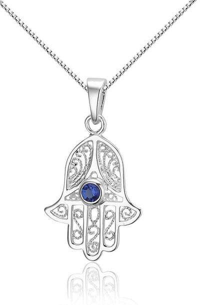 Montebello Ketting Ghamsa B - 925 Zilver - Fatima - 28x15mm - 45cm