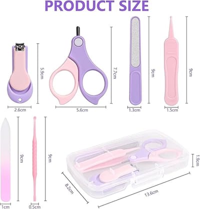 Baby Nail Kit, 6 stuks Baby Nail Care Tool, Baby Nail Care Set Manicure Set Inclusief Nagelknipper, Ronde Schaar, Earpick, Nagelvijl en Pincet voor Pasgeborenen, Baby Peuter Kinderen