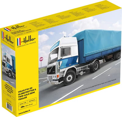 Heller Modelbouwpakket Auto - 81703 Volvo F-12-20 Globetrotter w Twin-Axle semi trailer Plastic - 1:32 - Modelbouw