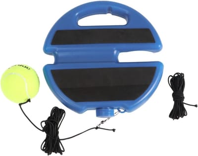 Tennistrainer Set - Trainingsapparaat Bal - Verbeter Coördinatie - Antislip Basis - 21x21x5 cm - Blauw