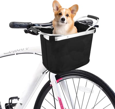 Famanu – Opvouwbare hondenfietsmand voor Klickfix, afneembaar met aluminium frame, zwart