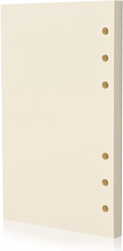 A6 Lege Vulbladen met 6 Gaten, 80 Vel, 100gsm Beige Notitieboek Navulling - Geschikt voor A6 6 Ringmappen, Ideaal voor Journaling, Plannen en Notities, Dubbelzijdig Schrijven Ondersteund