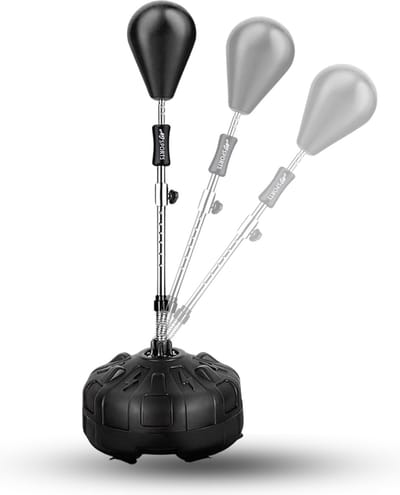 AJ-Sports Boksbal - 120-160cm - Bokszak - Boxbal - Bokspaal - Boksen - Boxing - Sport - Staand op Voet - Verstelbaar in Hoogte - 120-160cm - Voor Binnen en Buiten - Zwart