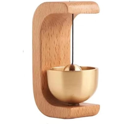 Japanse Houten Windgong Draadloze Deurbel Voordeur Bel Decoratieve Windbel voor Huis Opening Hangende Decoraties beige