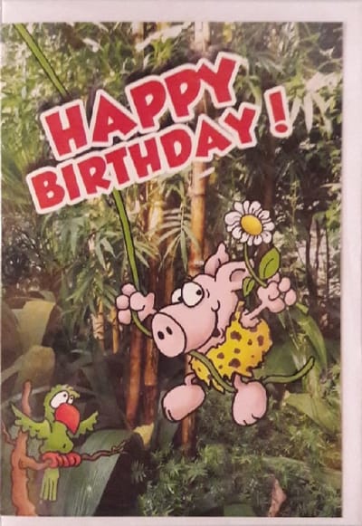 Happy Birthday! Een bijzondere kaart voor de oerwoudliefhebbers, maar natuurlijk ook geschikt voor mensen die van het bos en de natuur houden. Een dubbele wenskaart inclusief envelop en in folie verpakt.