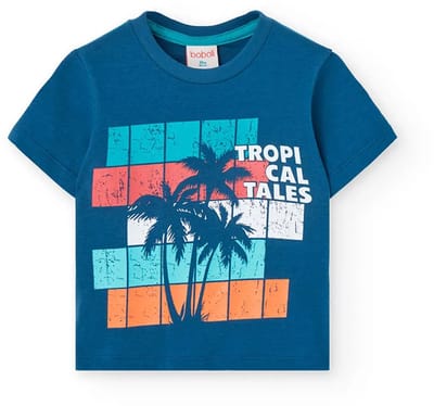 Boboli Knit T-shirt Met Korte Mouwen Blauw 12 Months Jongen