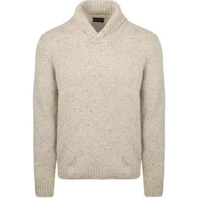 Suitable Trui Shawl Tweed Eco Wool Ecru - Maat XXL - Heren - Pullover