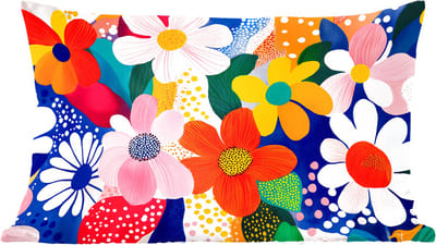 Sierkussens - Kussentjes Woonkamer - 60x40 cm - Bloemen - Kleurrijk - Stippen