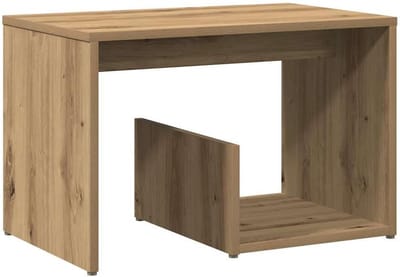 Bijzettafel Hout - Salontafel Hoektafel - Woonkamer Organiseren - Carved Wood Design - 59x36x38 cm - Oak