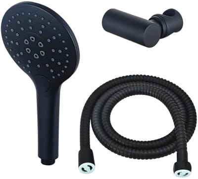 FugaFlow Eccelente Acces Handdoucheset - Ø12 - rond - 3 straalsoorten - met houder - met anti twist slang - 150cm - zwart