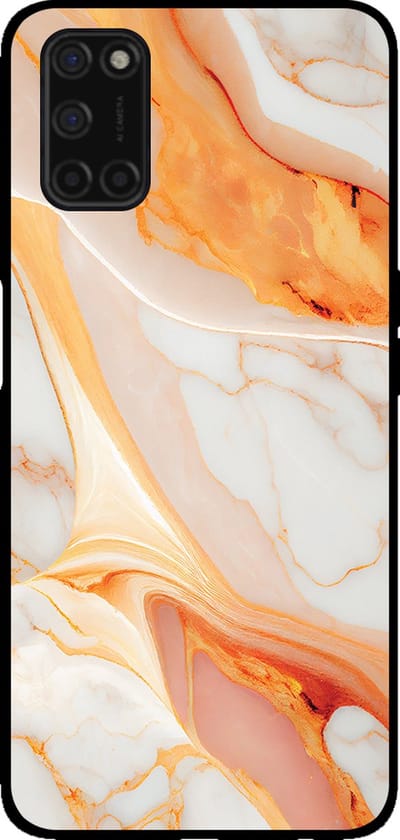 Smartphonica Telefoonhoesje voor OPPO A52 / A72 4G / A92 met marmer opdruk - TPU backcover case marble design - Oranje geschikt voor Oppo A52;Oppo A72;Oppo A92