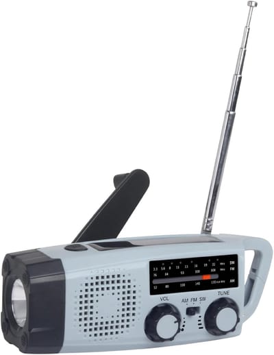 Draagbare Radio - Noodradio Oplader - Veiligheid Buiten - Zonne- en Crank Opladen - 2000 mAh Batterij - Zwart