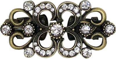 Fako Bijoux® - Vestsluiting Classic - Clip Met Haakje - Vestclip - Vestklem - Krullen Strass - Bronskleurig