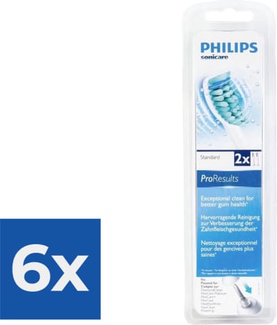 Philips Sonicare ProResults HX6012/07 - Opzetborstel - Standaard - 2 stuks - Voordeelverpakking 6 stuks