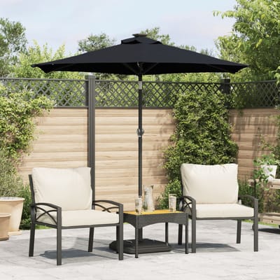 vidaXL - Parasol - met - stalen - paal - 225x225x212 - cm - zwart