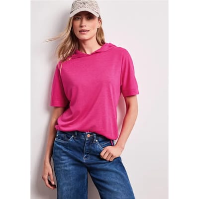 Shirt met korte mouwen en capuchon met trekkoord