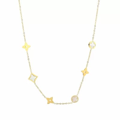 Bijoutheek Collier Loui Witte Schelp Goud