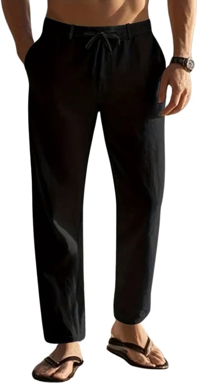 Livano Linnen Broek Heren - Zomerbroek - Volwassenen - Lange Broek - Pantalon - Strandbroek - Zomer - Ibiza Stijl - Zwart - Maat S