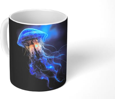 Mok - Koffiemok - Kwal - Lichtgevend - Tentakels - Blauw - Mokken - 350 ML - Beker - Koffiemokken - Theemok